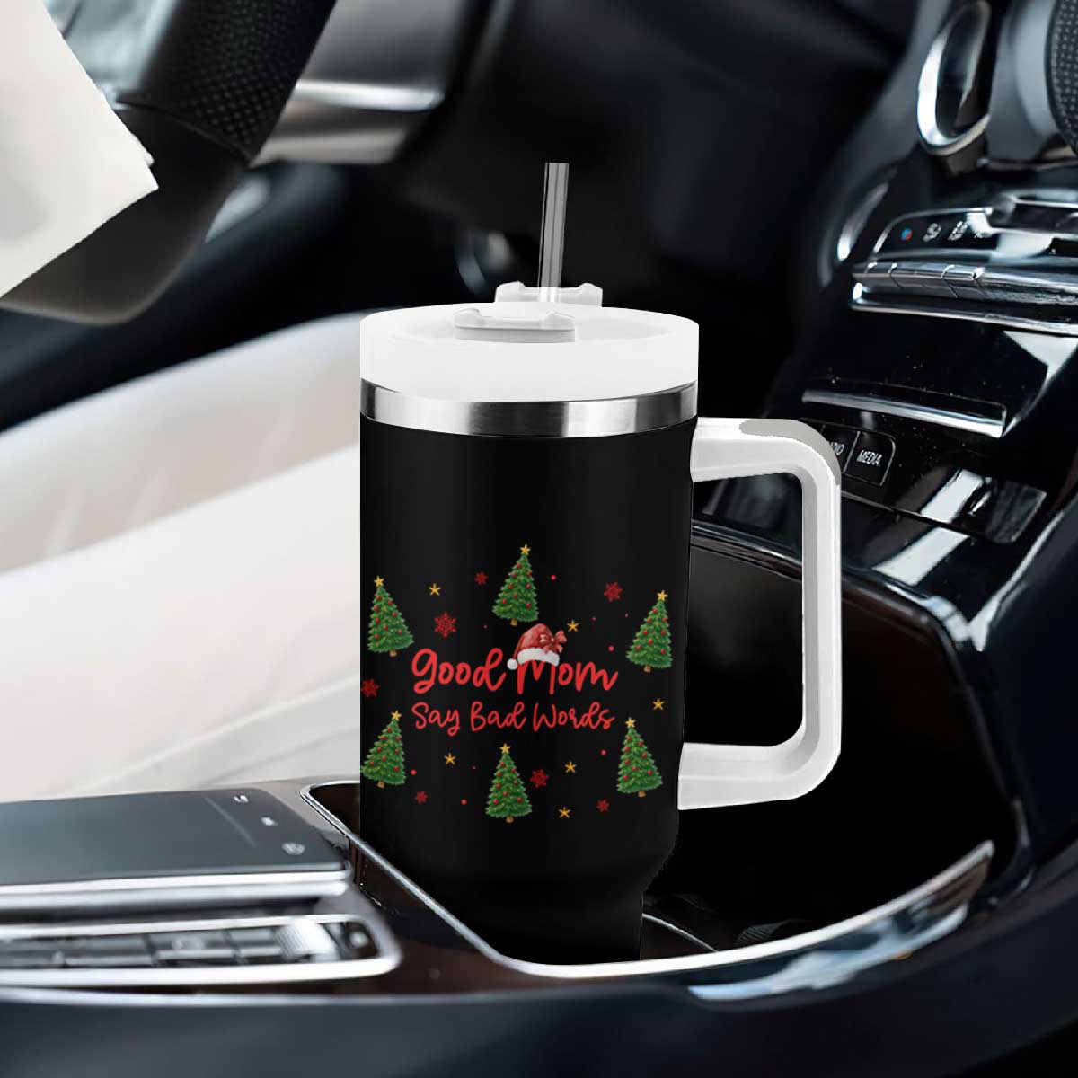 Good Mom Say Bad Words Tumbler With Handle Funny Xmas Mom Gift TS12 Print Your Wear