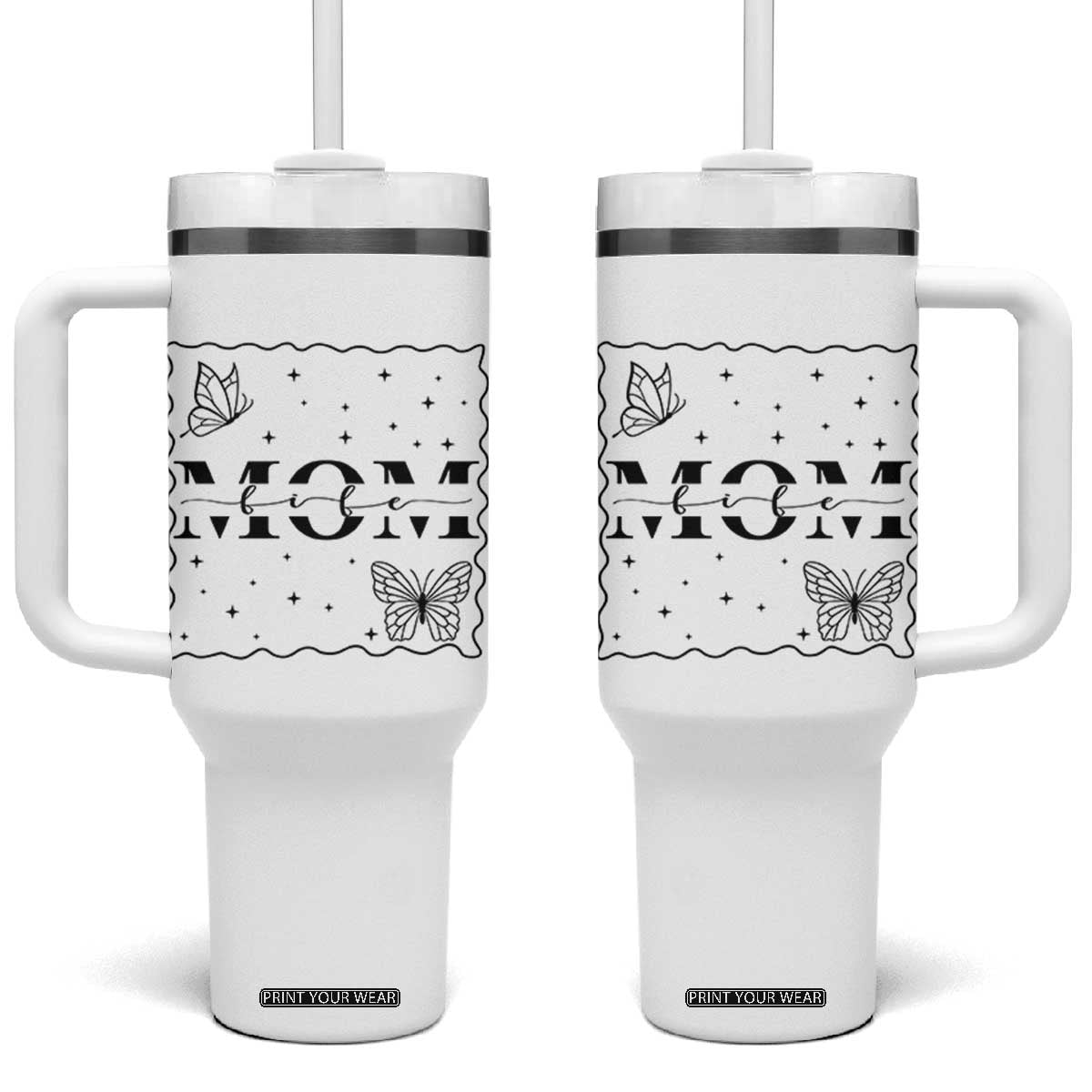 Funny Mom Life Tumbler With Handle Gift For Mother TS12 One Size: 40 oz White Print Your Wear