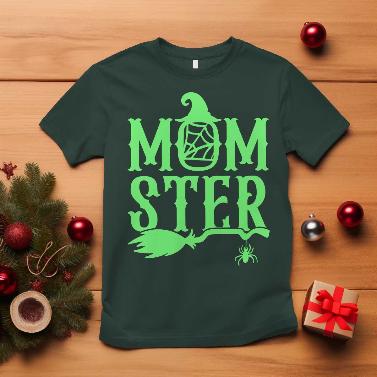 Funny Halloween T Shirt Momster Gift For Mom TS12 Dark Forest Green Print Your Wear