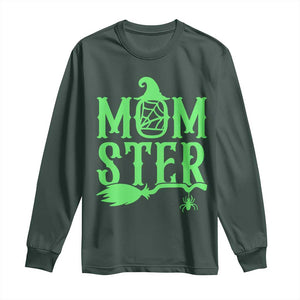 Funny Halloween Long Sleeve Shirt Momster Gift For Mom TS12 Dark Forest Green Print Your Wear