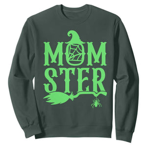 Funny Halloween Sweatshirt Momster Gift For Mom TS12 Dark Forest Green Print Your Wear