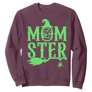 Funny Halloween Sweatshirt Momster Gift For Mom TS12 Maroon Print Your Wear