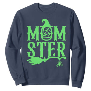 Funny Halloween Sweatshirt Momster Gift For Mom TS12 Navy Print Your Wear