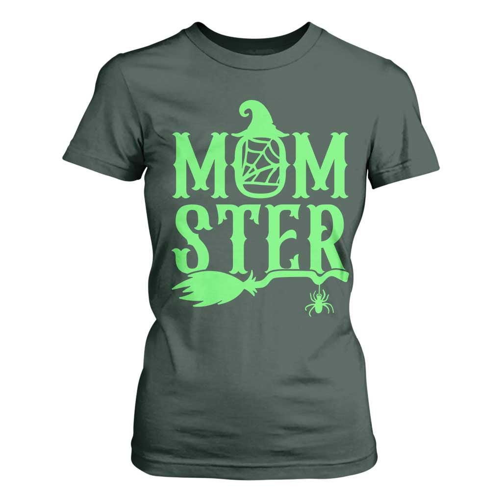 Funny Halloween T Shirt For Women Momster Gift For Mom TS12 Dark Forest Green Print Your Wear