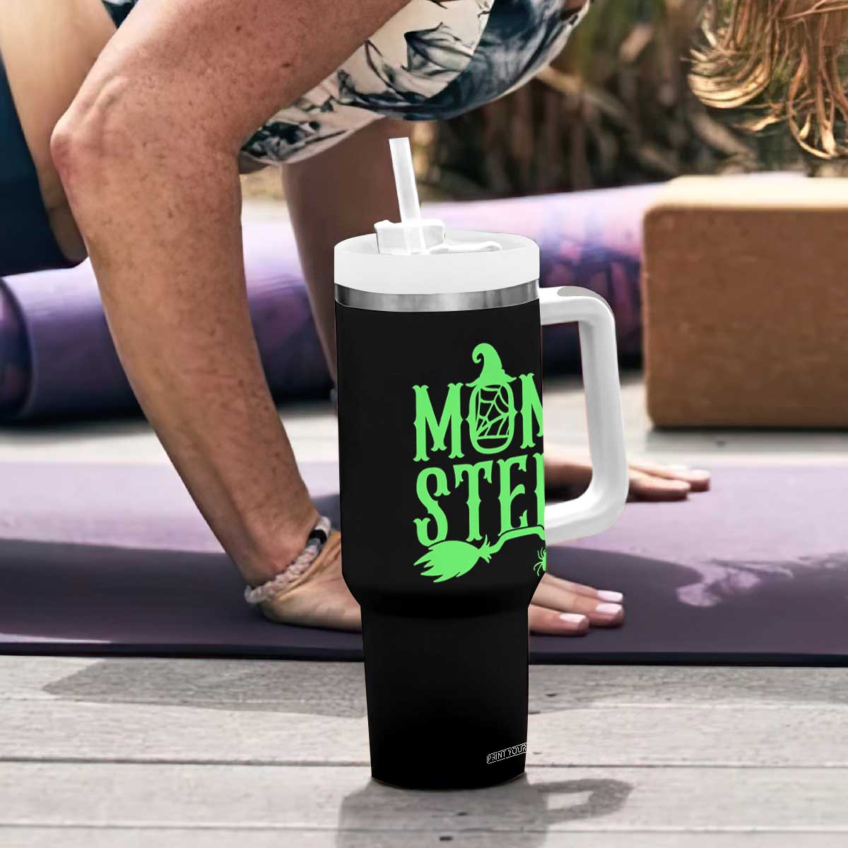 Funny Halloween Tumbler With Handle Momster Gift For Mom TS12 Print Your Wear