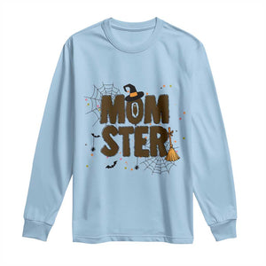 Halloween Mom Life Long Sleeve Shirt Funny Momster Quote TS12 Light Blue Print Your Wear