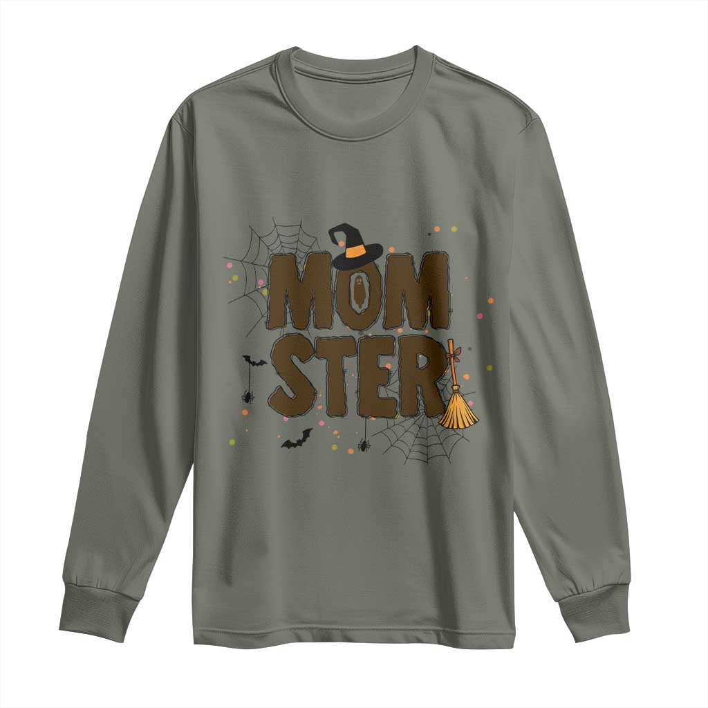 Halloween Mom Life Long Sleeve Shirt Funny Momster Quote TS12 Military Green Print Your Wear