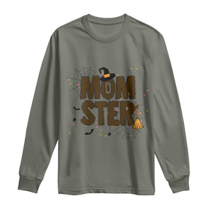 Halloween Mom Life Long Sleeve Shirt Funny Momster Quote TS12 Military Green Print Your Wear