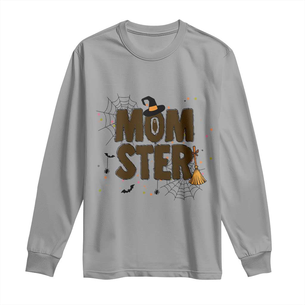 Halloween Mom Life Long Sleeve Shirt Funny Momster Quote TS12 Sport Gray Print Your Wear
