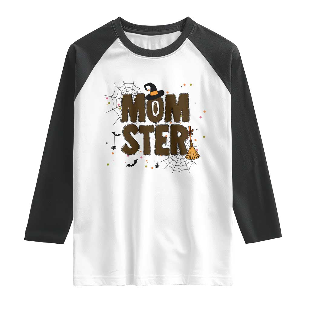 Halloween Mom Life Raglan Shirt Funny Momster Quote TS12 White Black Print Your Wear