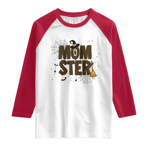 Halloween Mom Life Raglan Shirt Funny Momster Quote TS12 White Red Print Your Wear