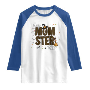 Halloween Mom Life Raglan Shirt Funny Momster Quote TS12 White Royal Print Your Wear