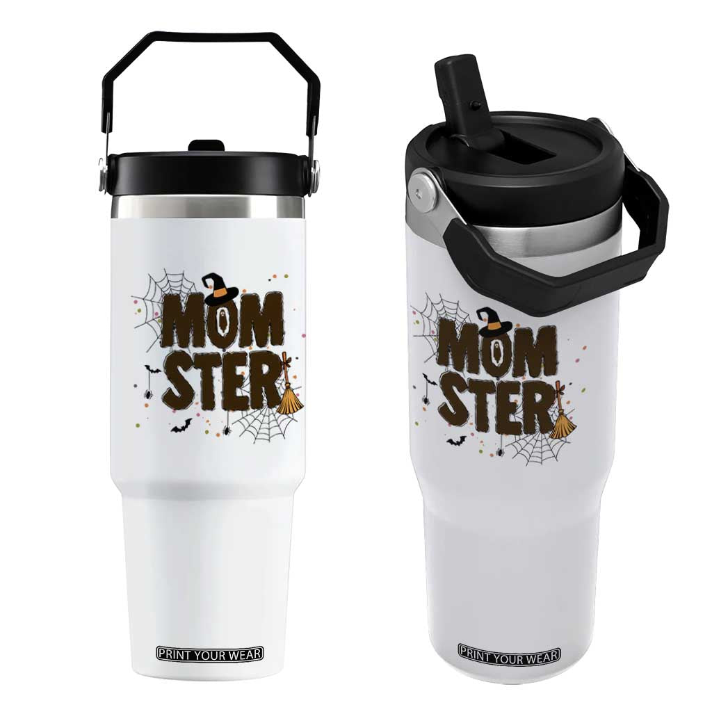 Halloween Mom Life Flip Straw Tumbler Funny Momster Quote TS12 One Size: 30 oz White Print Your Wear