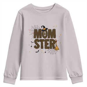 Halloween Mom Life Youth Sweatshirt Funny Momster Quote TS12 Ice Gray Print Your Wear