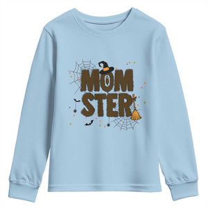 Halloween Mom Life Youth Sweatshirt Funny Momster Quote TS12 Light Blue Print Your Wear