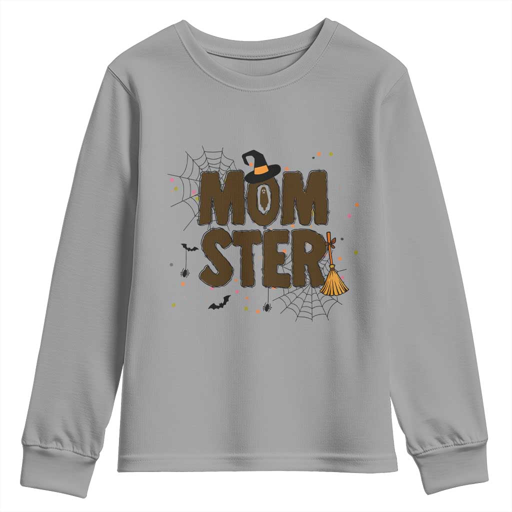 Halloween Mom Life Youth Sweatshirt Funny Momster Quote TS12 Sport Gray Print Your Wear