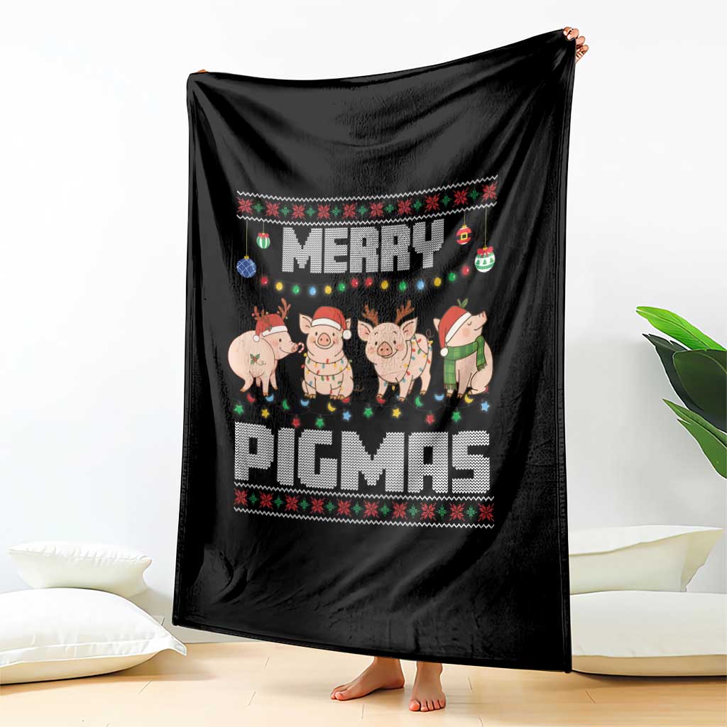 Funny Merry Pigmas Throw Blanket Christmas Pig Ugly Sweater Gift TS12 Print Your Wear