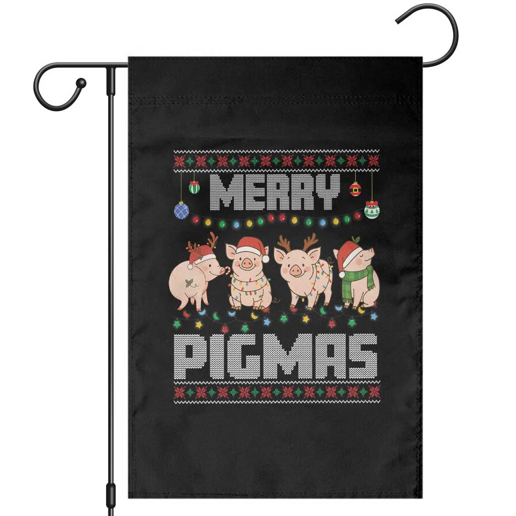 Funny Merry Pigmas Garden Flag Christmas Pig Ugly Sweater Gift TS12 Black Print Your Wear