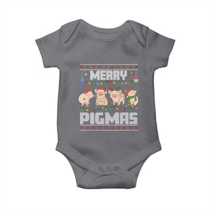 Funny Merry Pigmas Baby Onesie Christmas Pig Ugly Sweater Gift TS12 Charcoal Print Your Wear