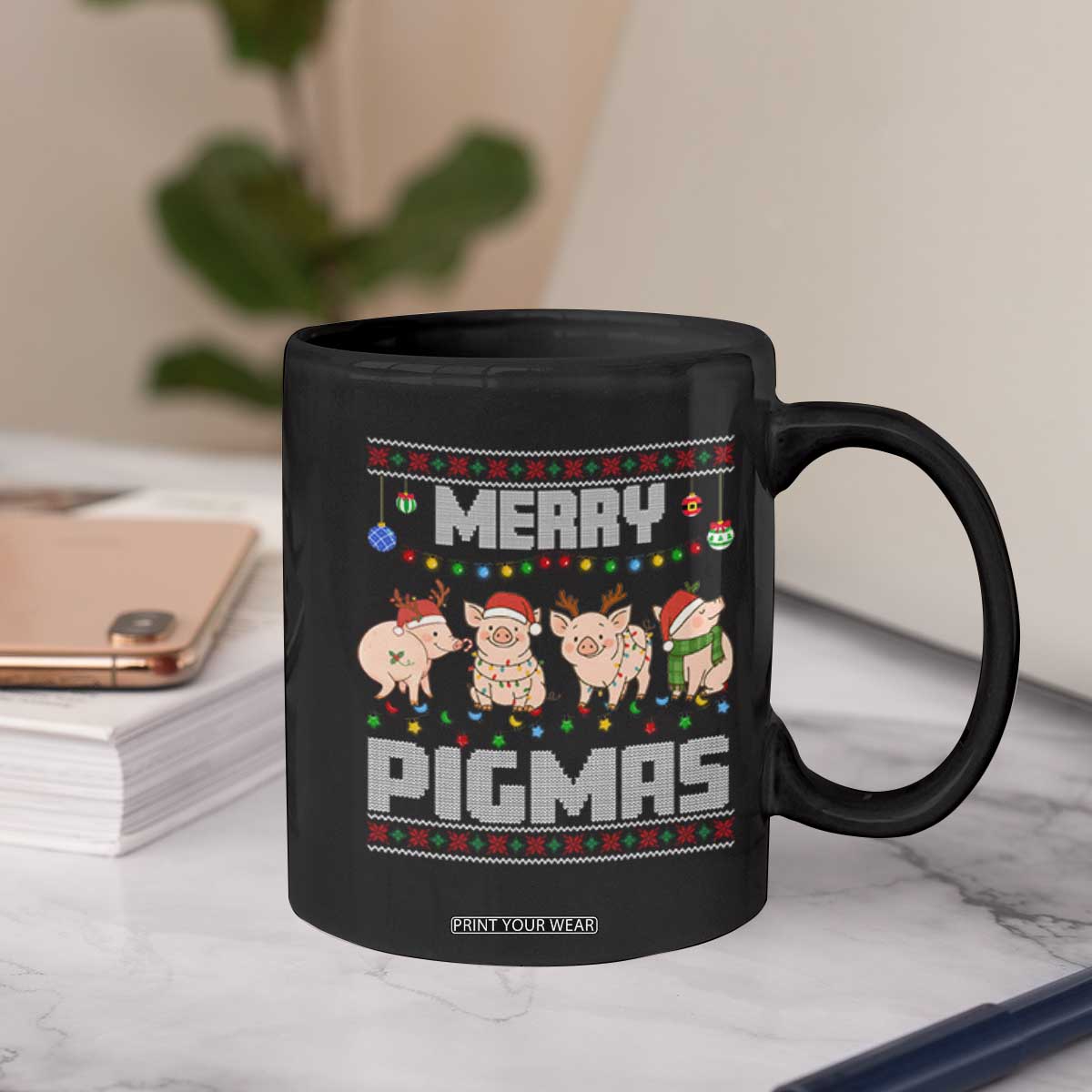 Funny Merry Pigmas Coffee Mug Christmas Pig Ugly Sweater Gift TS12 Print Your Wear