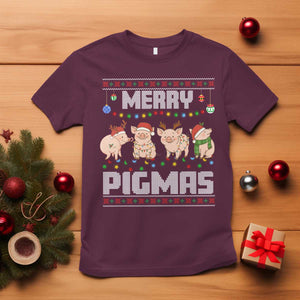 Funny Merry Pigmas T Shirt Christmas Pig Ugly Sweater Gift TS12 Maroon Print Your Wear