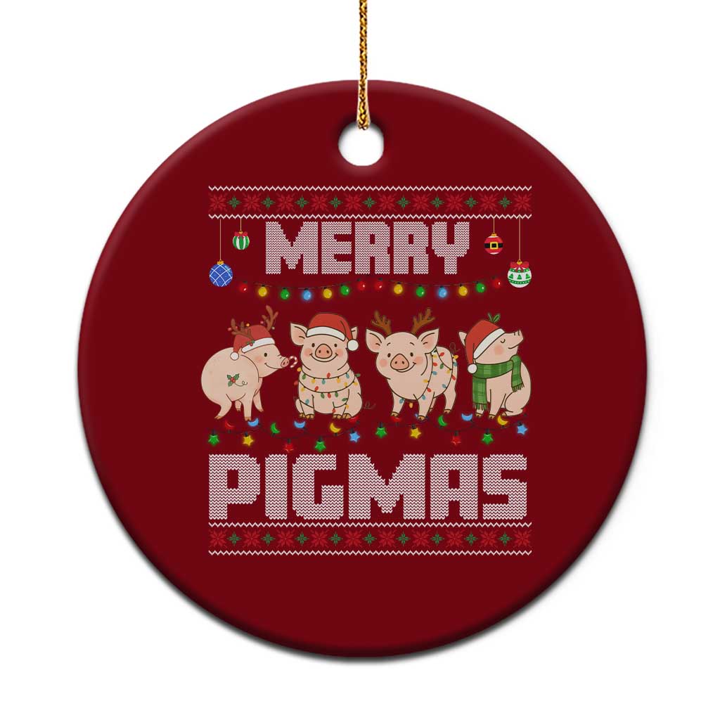 Funny Merry Pigmas Ceramic Ornament Christmas Pig Ugly Sweater Gift TS12 1pc Red Print Your Wear