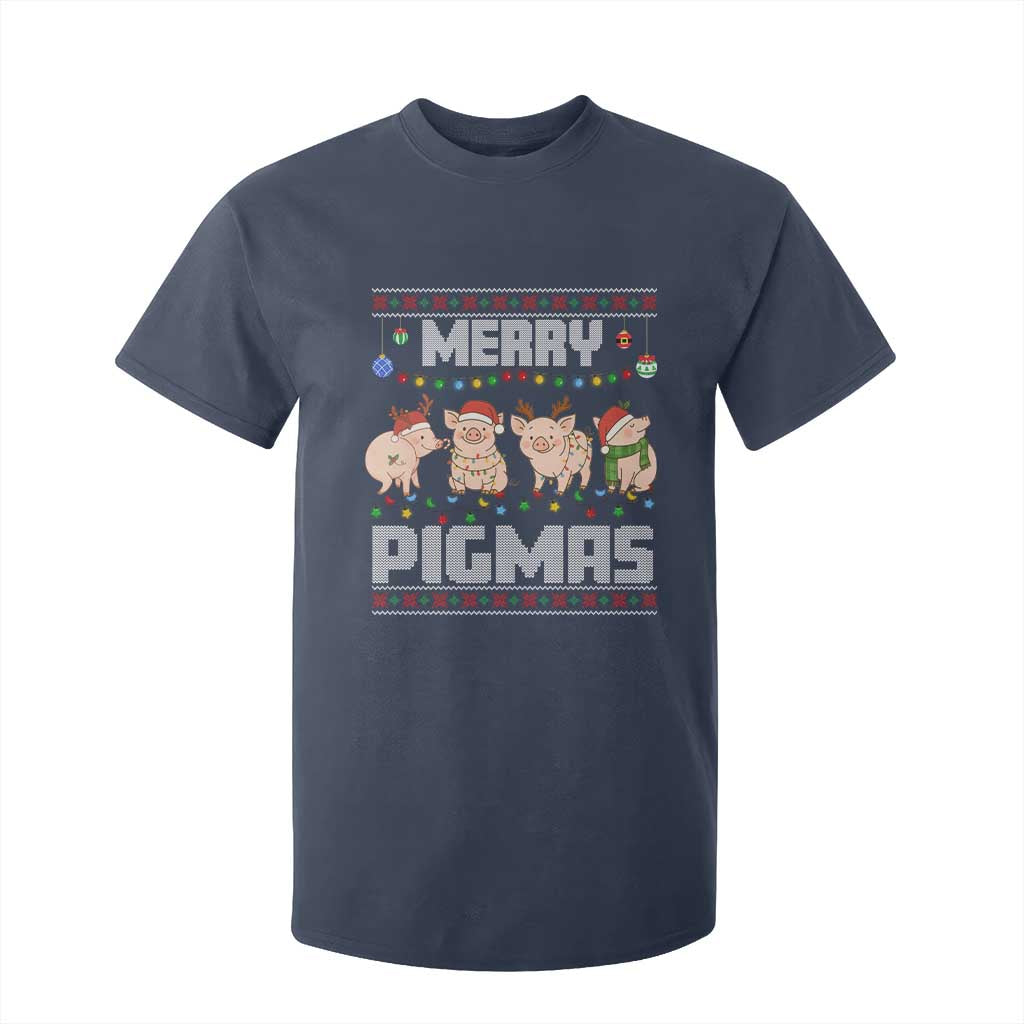Funny Merry Pigmas T Shirt For Kid Christmas Pig Ugly Sweater Gift TS12 Navy Print Your Wear
