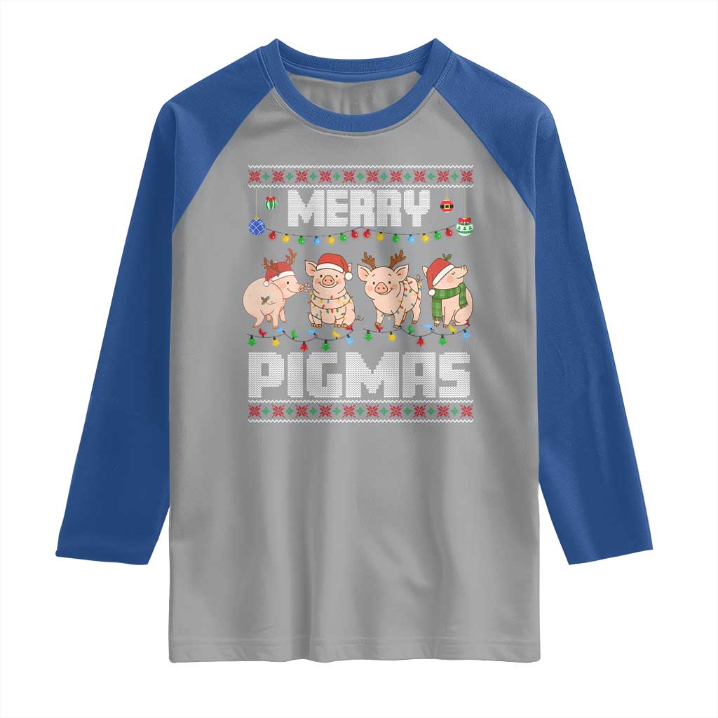 Funny Merry Pigmas Raglan Shirt Christmas Pig Ugly Sweater Gift TS12 Sport Gray Royal Print Your Wear