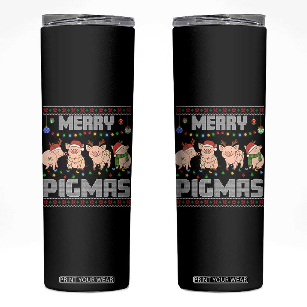 Funny Merry Pigmas Skinny Tumbler Christmas Pig Ugly Sweater Gift TS12 Black Print Your Wear