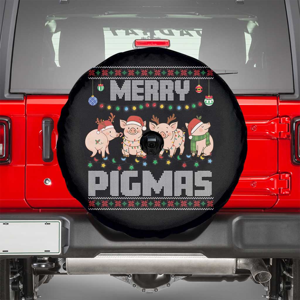 Funny Merry Pigmas Spare Tire Cover Christmas Pig Ugly Sweater Gift TS12 Black Print Your Wear