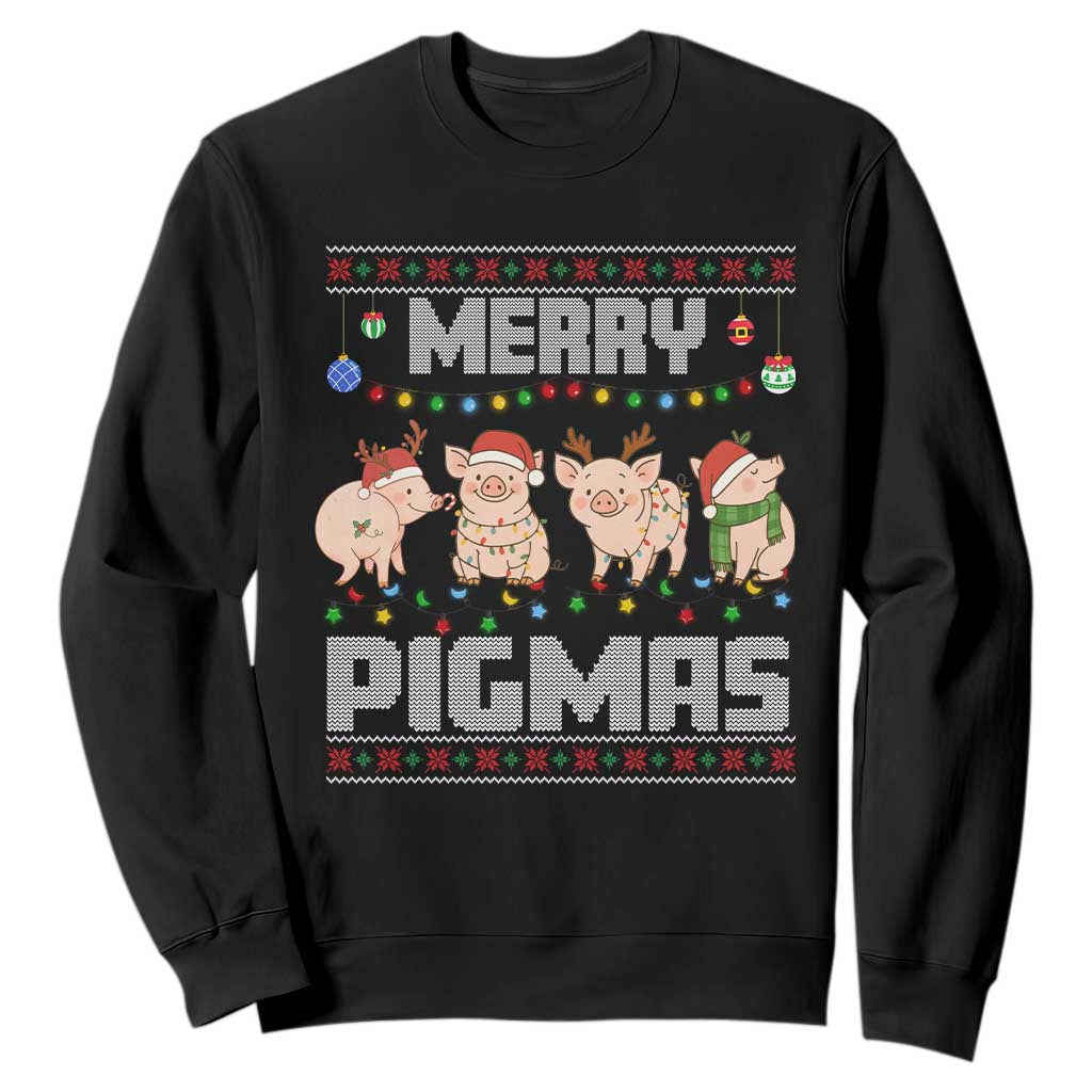 Funny Merry Pigmas Sweatshirt Christmas Pig Ugly Sweater Gift TS12 Black Print Your Wear