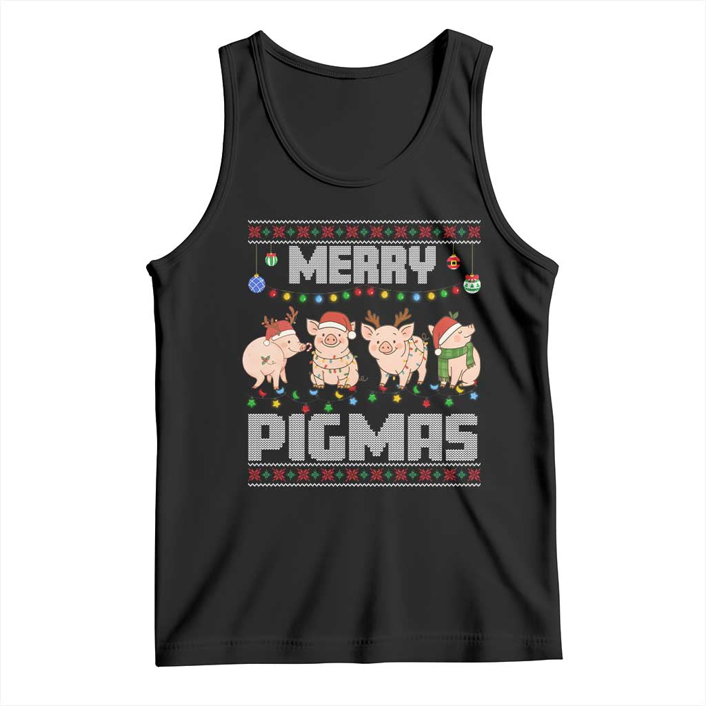 Funny Merry Pigmas Tank Top Christmas Pig Ugly Sweater Gift TS12 Black Print Your Wear
