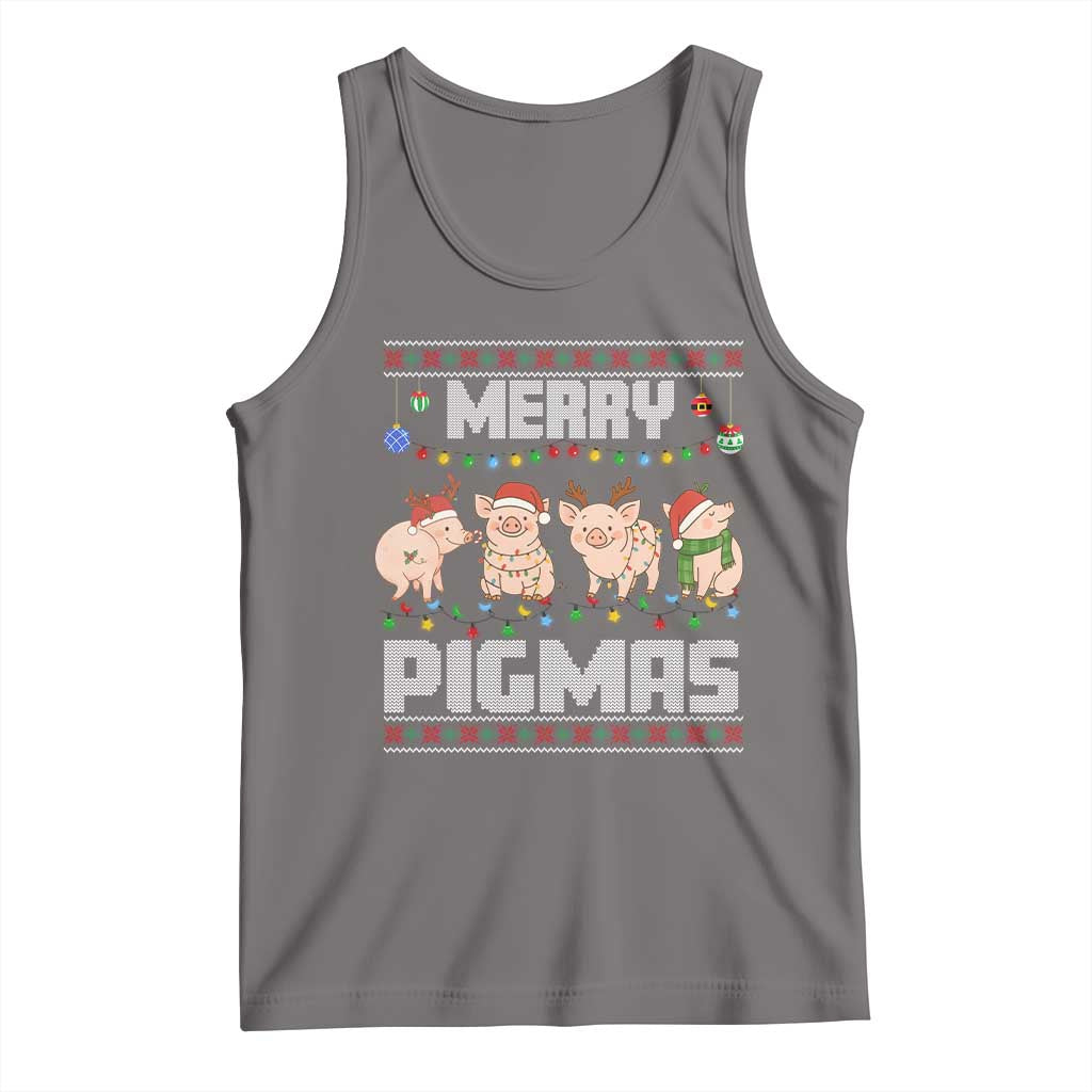 Funny Merry Pigmas Tank Top Christmas Pig Ugly Sweater Gift TS12 Deep Heather Print Your Wear
