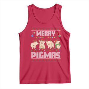 Funny Merry Pigmas Tank Top Christmas Pig Ugly Sweater Gift TS12 Red Print Your Wear