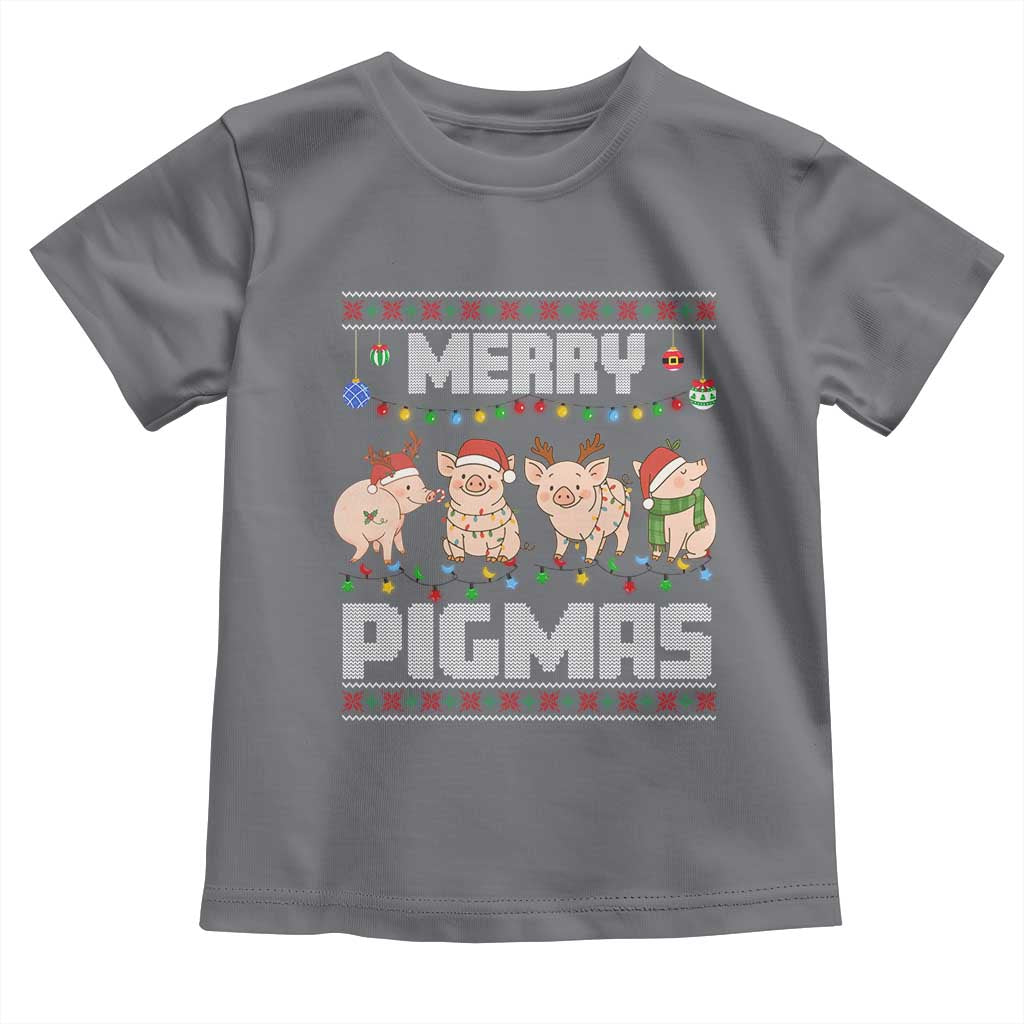 Funny Merry Pigmas Toddler T Shirt Christmas Pig Ugly Sweater Gift TS12 Charcoal Print Your Wear