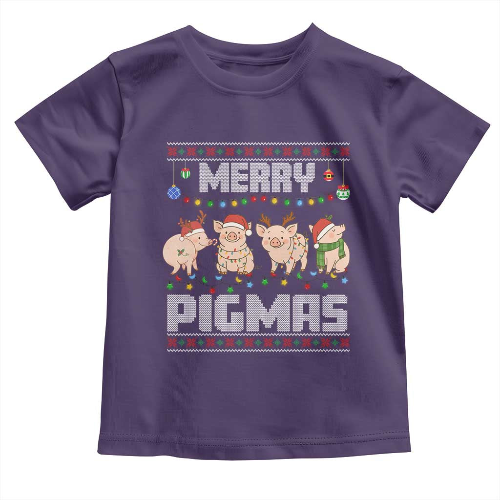 Funny Merry Pigmas Toddler T Shirt Christmas Pig Ugly Sweater Gift TS12 Purple Print Your Wear