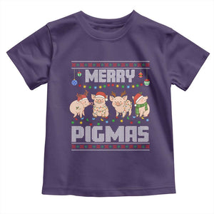 Funny Merry Pigmas Toddler T Shirt Christmas Pig Ugly Sweater Gift TS12 Purple Print Your Wear