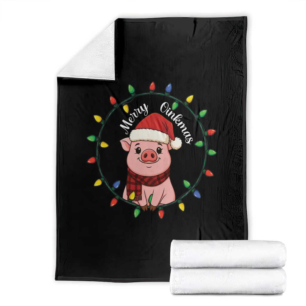 Funny Merry Oinkmas Throw Blanket Farmer Christmas Pig Lover Gift TS12 Black Print Your Wear