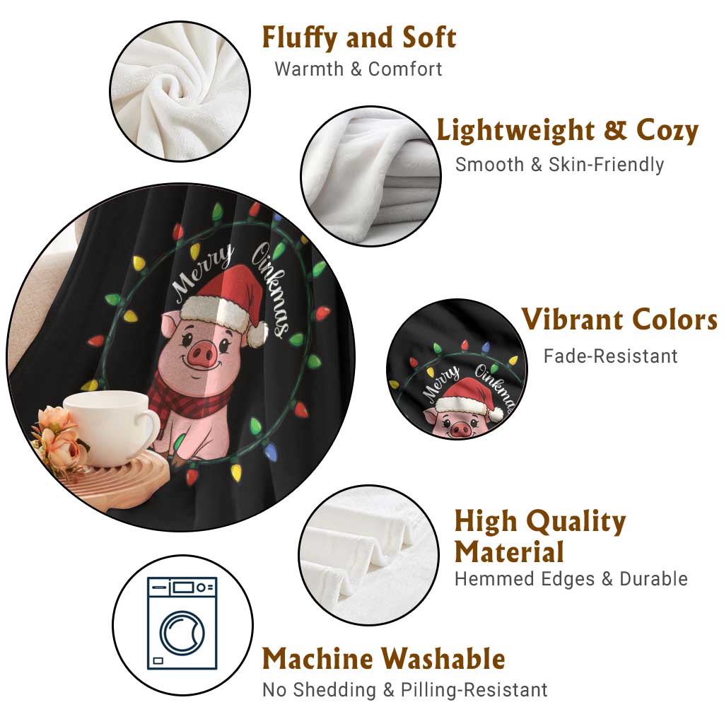 Funny Merry Oinkmas Throw Blanket Farmer Christmas Pig Lover Gift TS12 Print Your Wear