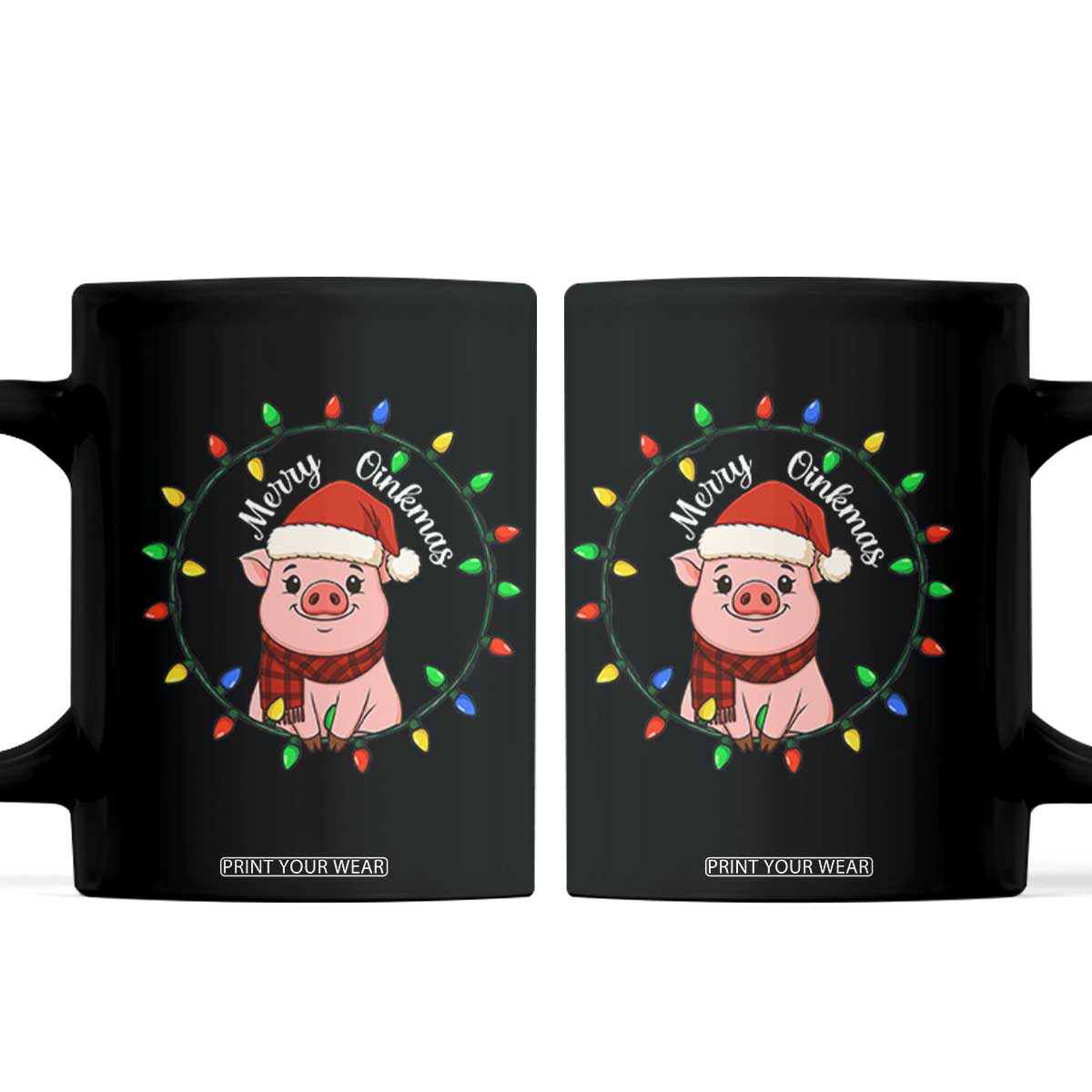 Funny Merry Oinkmas Coffee Mug Farmer Christmas Pig Lover Gift TS12 Black Print Your Wear