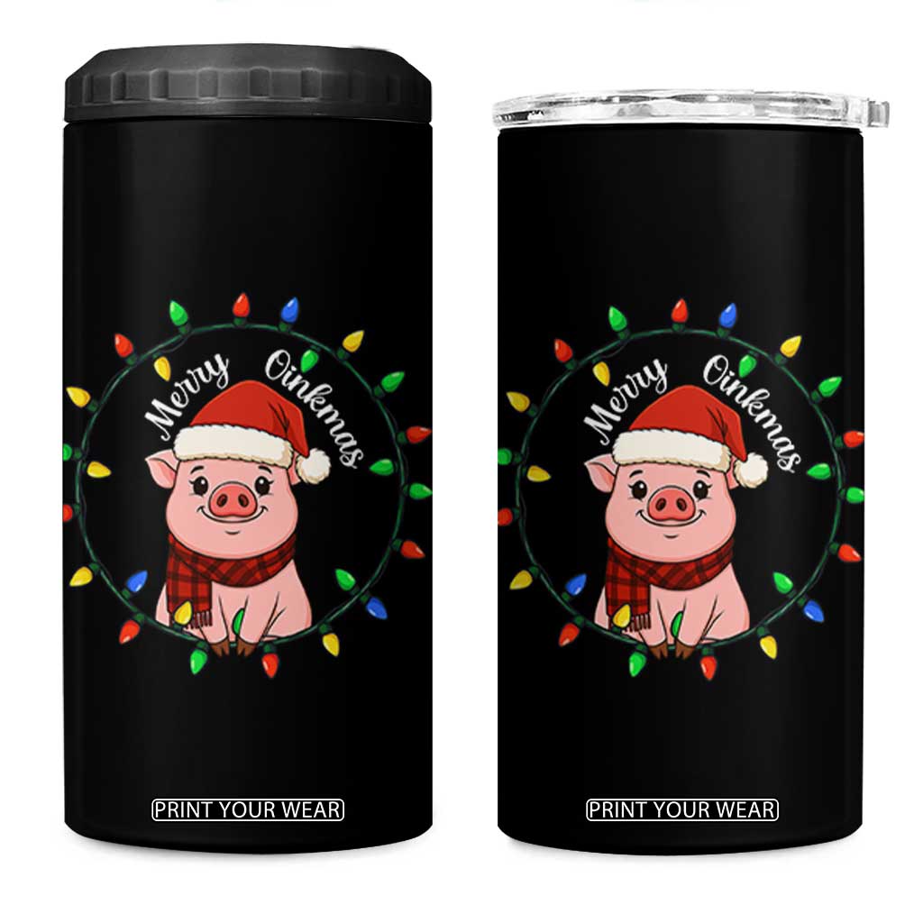 Funny Merry Oinkmas 4 in 1 Can Cooler Tumbler Farmer Christmas Pig Lover Gift TS12 One Size: 16 oz Black Print Your Wear