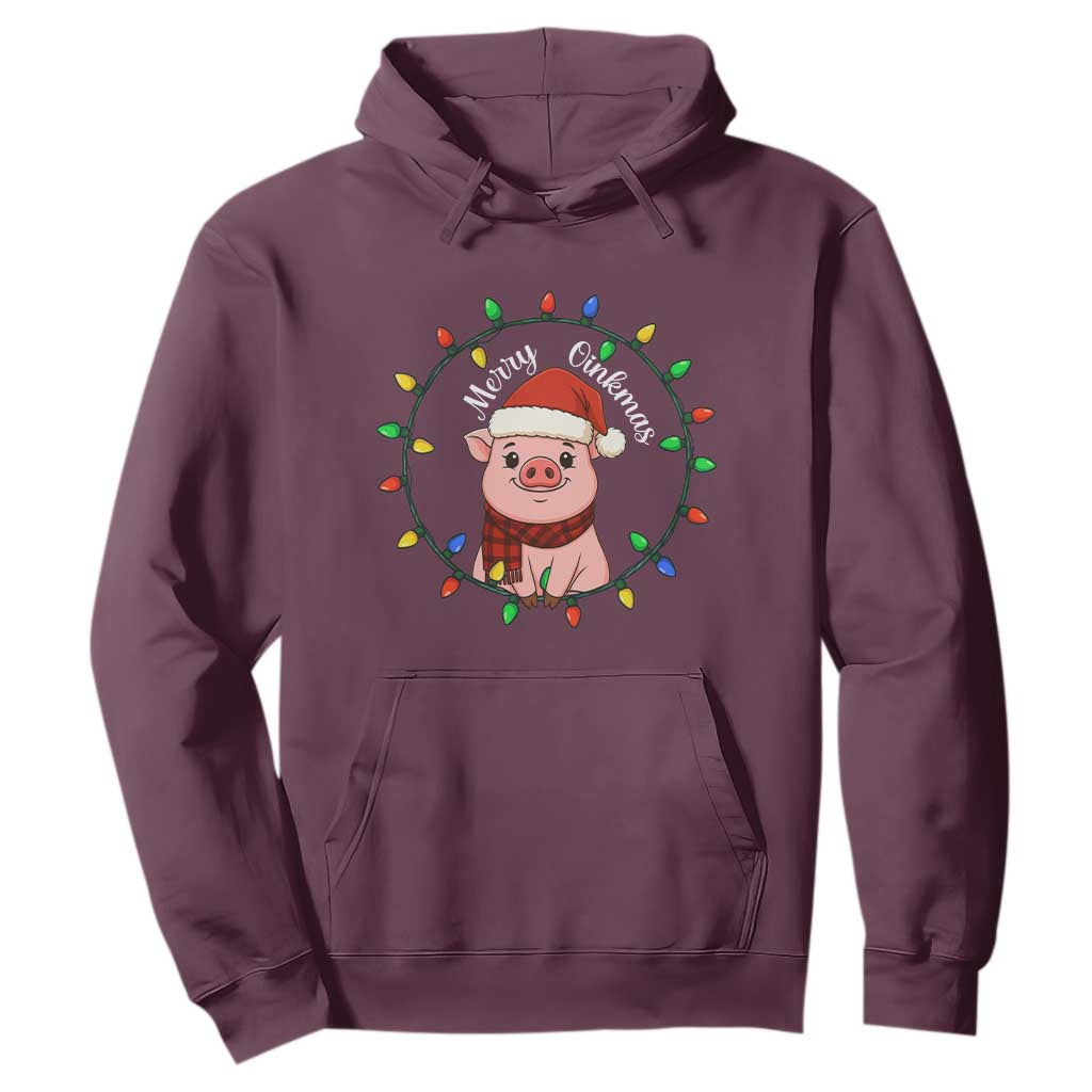Funny Merry Oinkmas Hoodie Farmer Christmas Pig Lover Gift TS12 Maroon Print Your Wear
