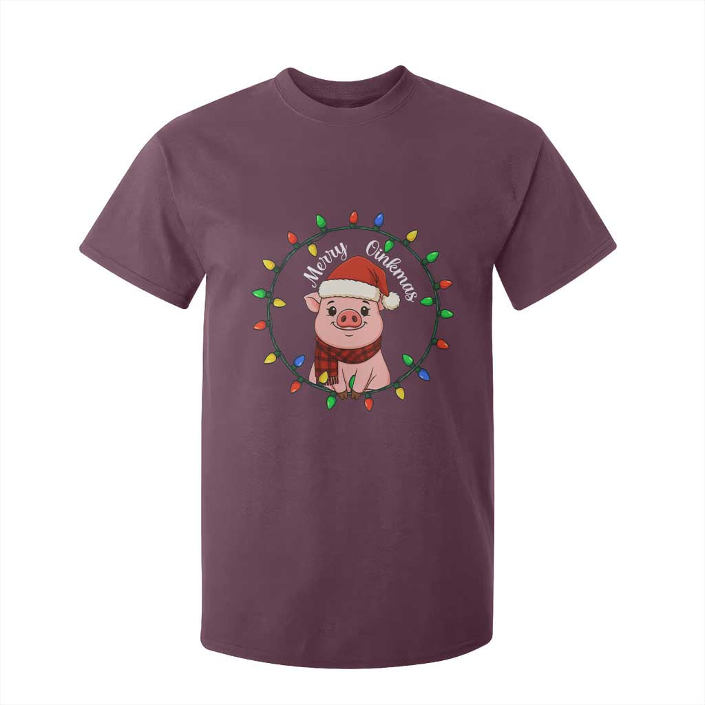 Funny Merry Oinkmas T Shirt For Kid Farmer Christmas Pig Lover Gift TS12 Maroon Print Your Wear