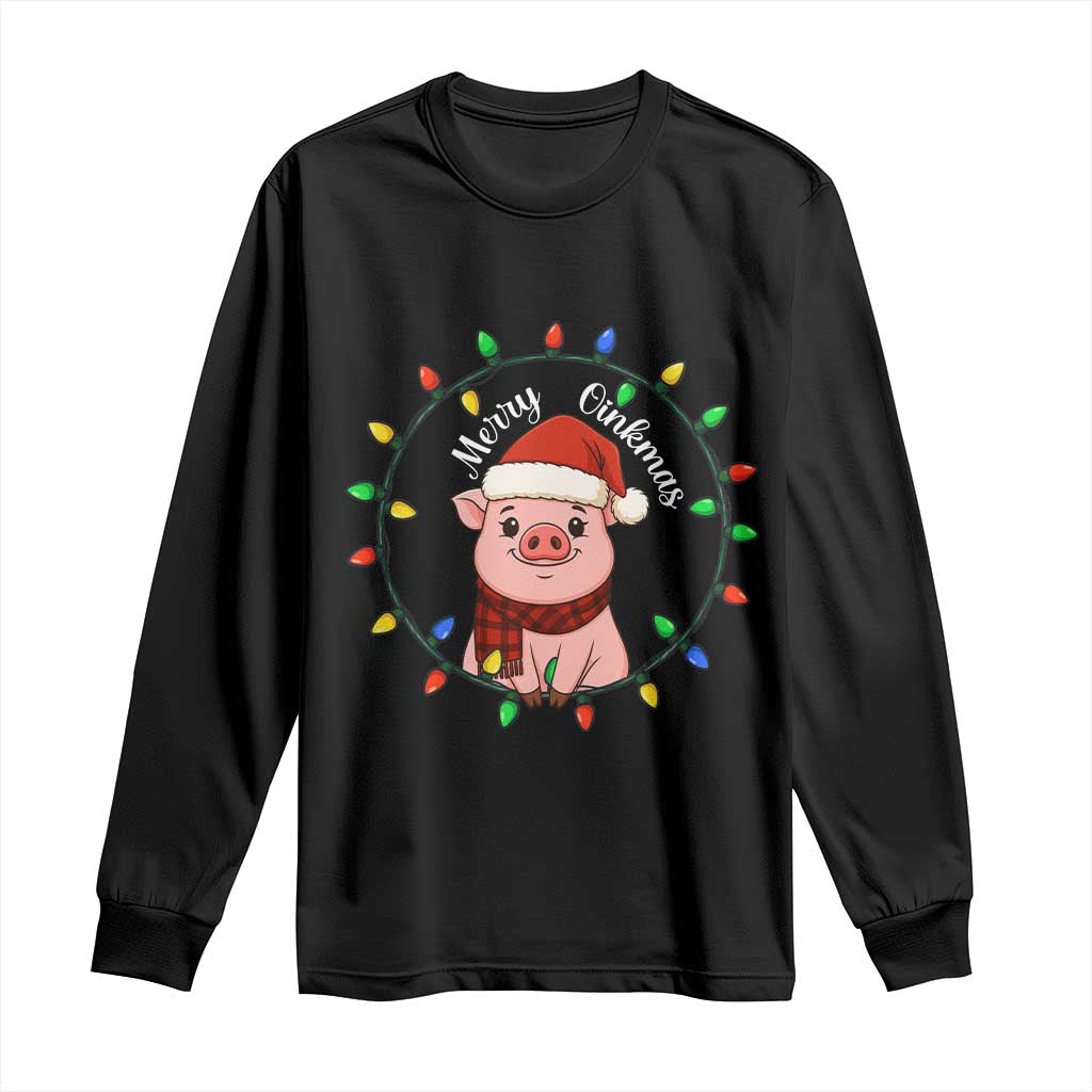 Funny Merry Oinkmas Long Sleeve Shirt Farmer Christmas Pig Lover Gift TS12 Black Print Your Wear