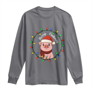 Funny Merry Oinkmas Long Sleeve Shirt Farmer Christmas Pig Lover Gift TS12 Charcoal Print Your Wear