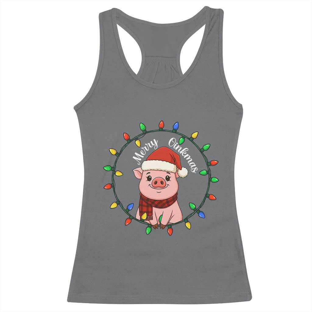 Funny Merry Oinkmas Racerback Tank Top Farmer Christmas Pig Lover Gift TS12 Charcoal Print Your Wear