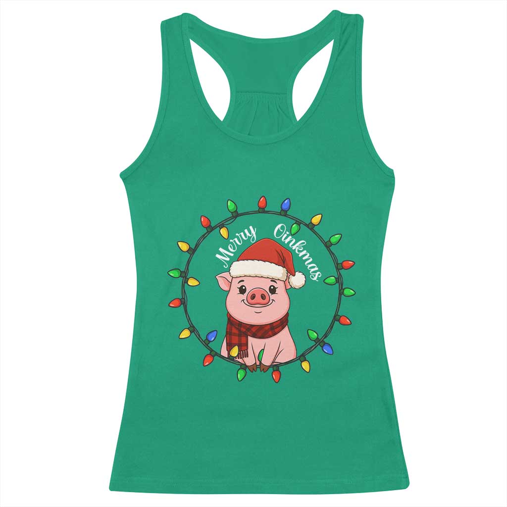 Funny Merry Oinkmas Racerback Tank Top Farmer Christmas Pig Lover Gift TS12 Irish Green Print Your Wear
