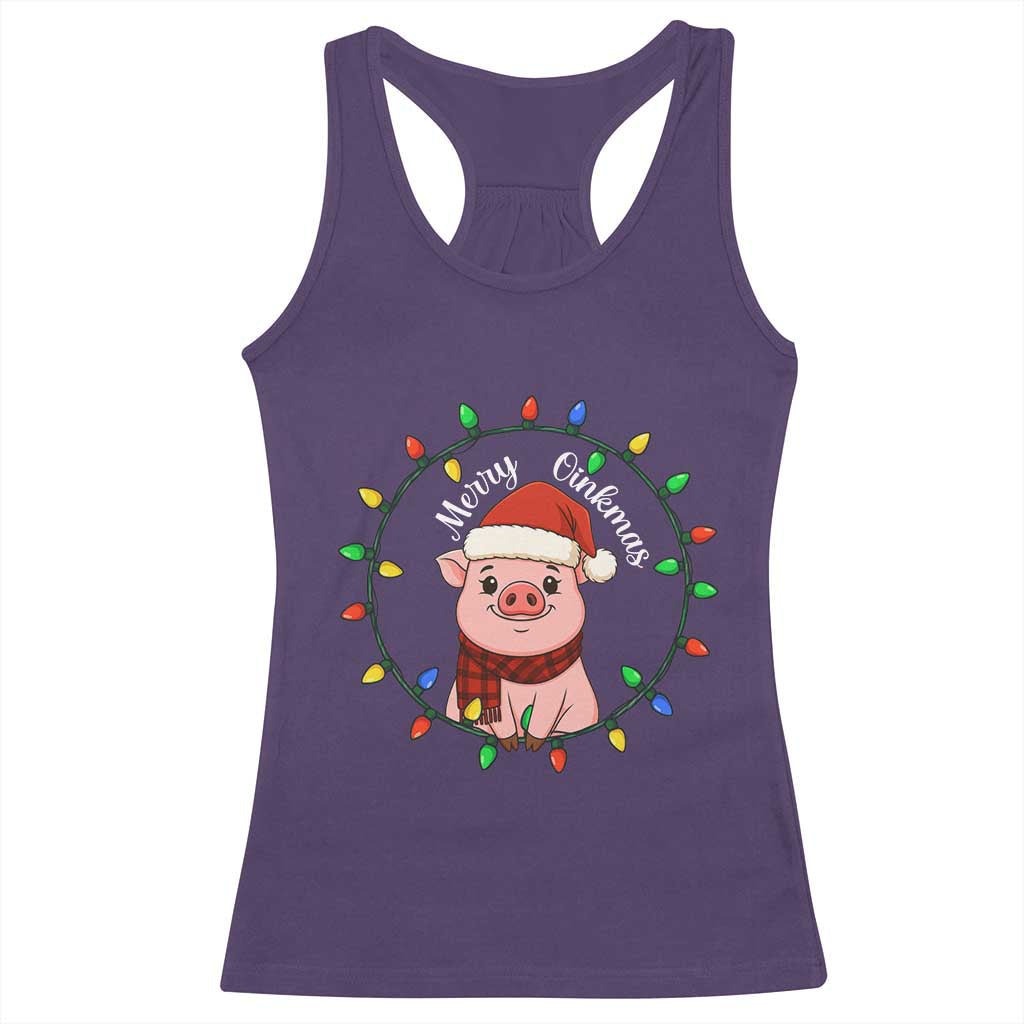 Funny Merry Oinkmas Racerback Tank Top Farmer Christmas Pig Lover Gift TS12 Purple Print Your Wear
