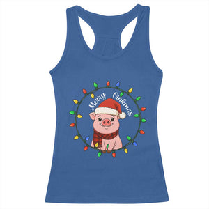 Funny Merry Oinkmas Racerback Tank Top Farmer Christmas Pig Lover Gift TS12 Royal Blue Print Your Wear