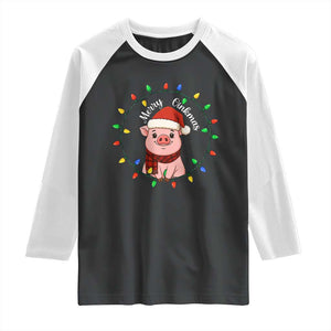 Funny Merry Oinkmas Raglan Shirt Farmer Christmas Pig Lover Gift TS12 Black White Print Your Wear